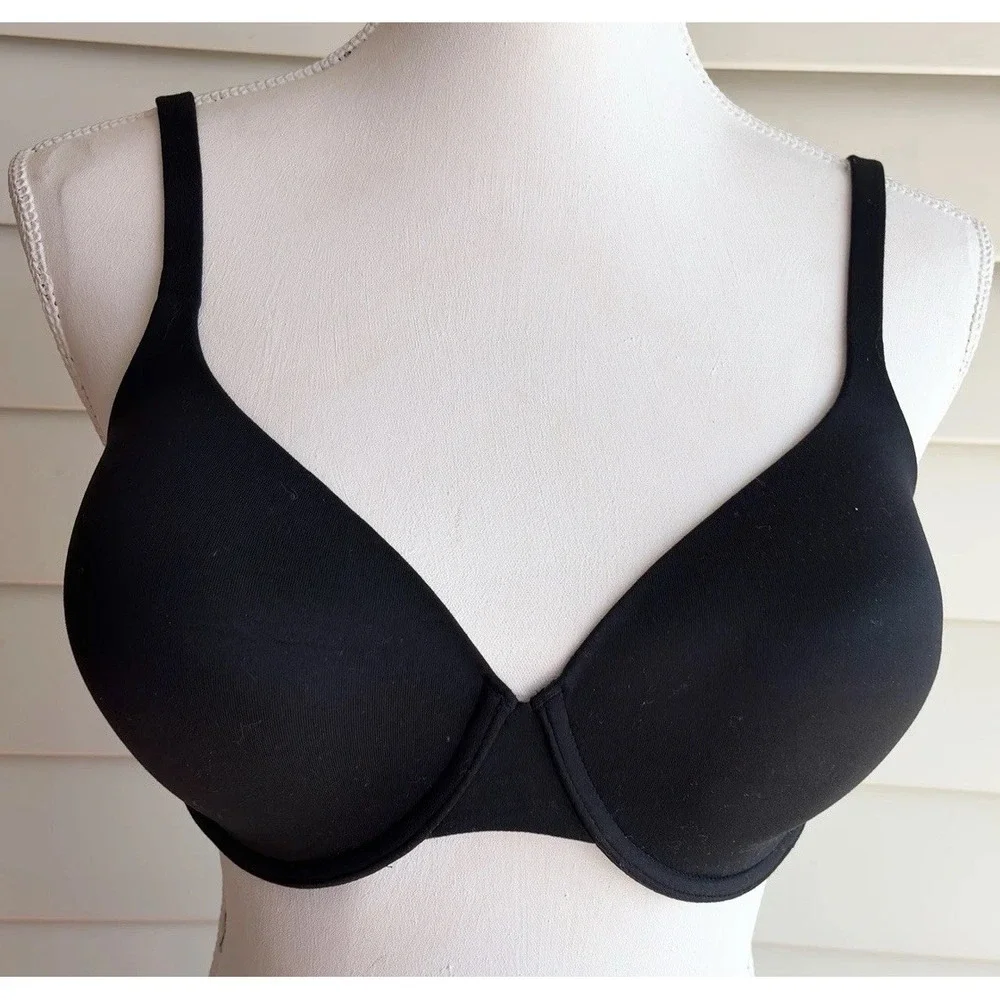 Soma Embraceable Demi Bra 34DD Black Underwire T-Shirt Lace‎ Smooth